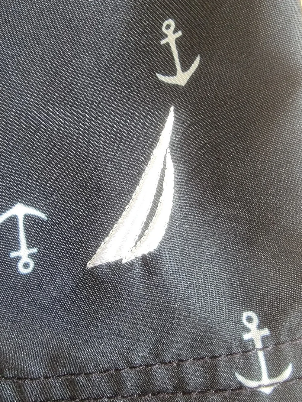 Nautica Mens Navy Anchor Swim Trunks Small Quick-Dry Nautical Beach Shorts Small